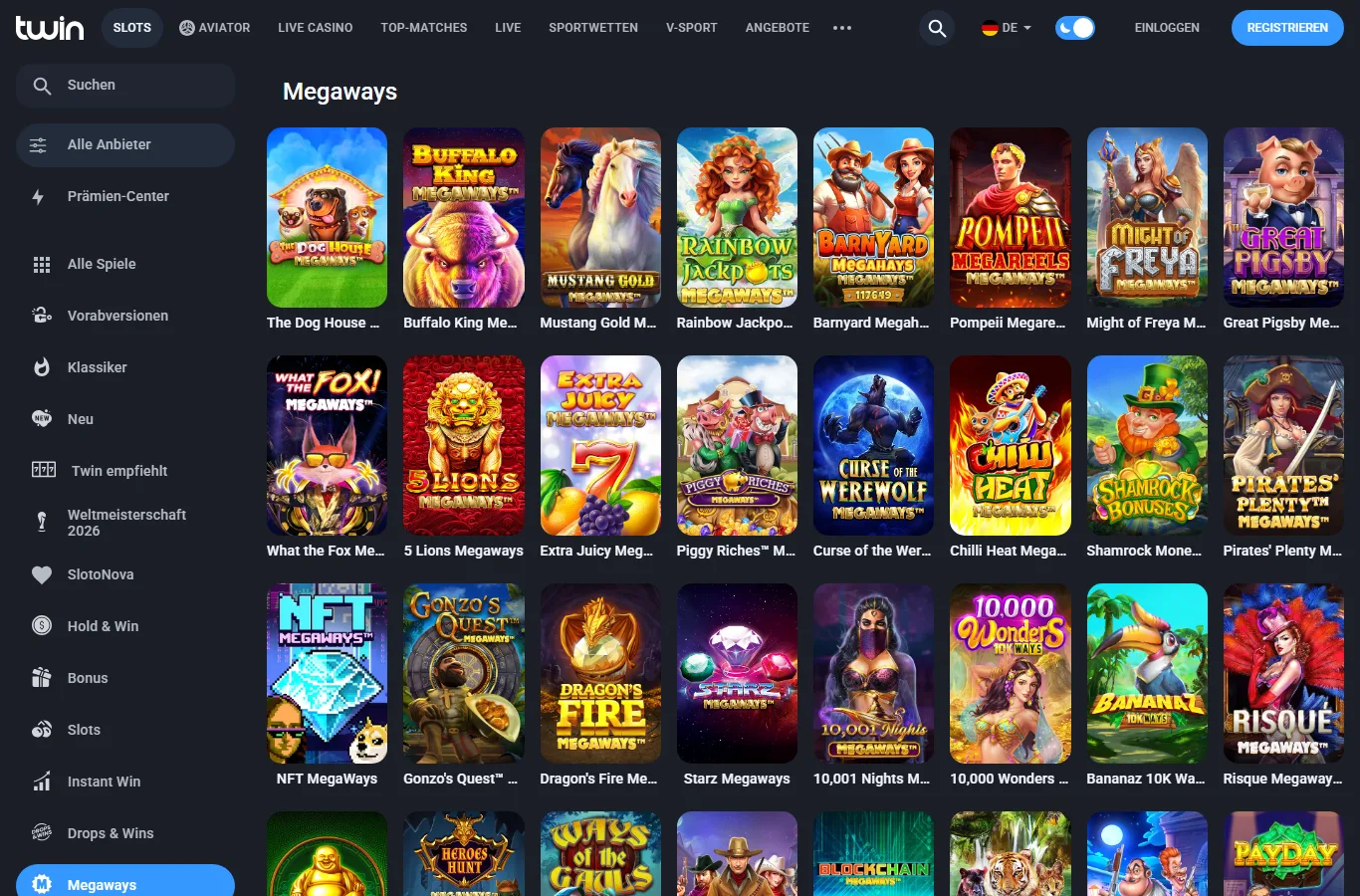 Megaways-Slots im Twin Casino Deutschland